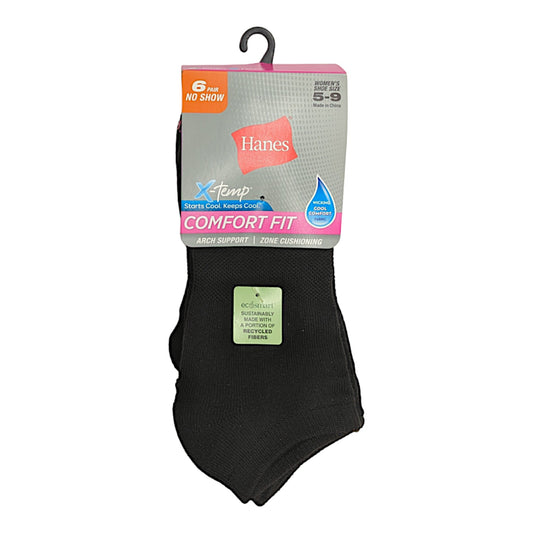 Hanes Women's Comfort Fit No Show Socks 6-Pair Medium