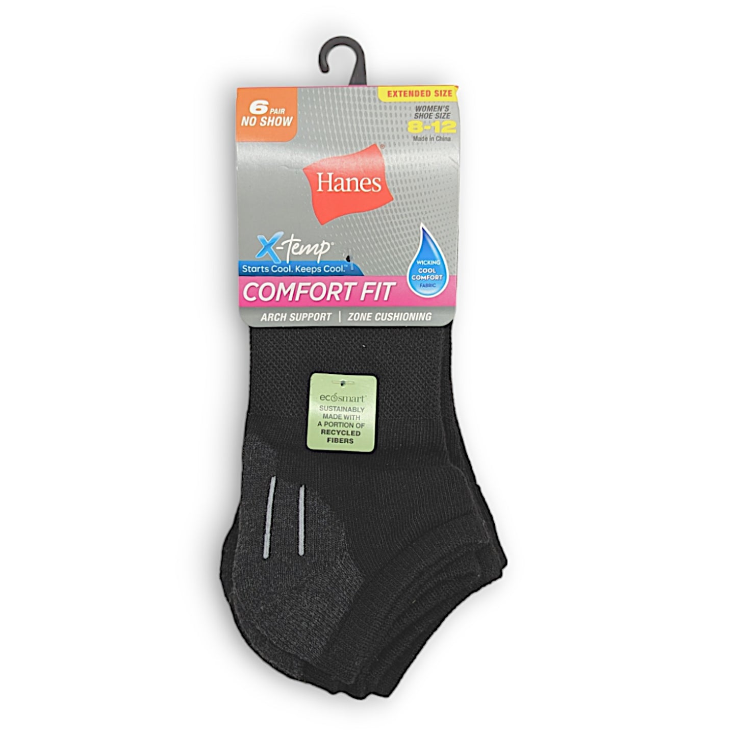 Hanes Women's Comfort Fit No Show Socks Extended Size