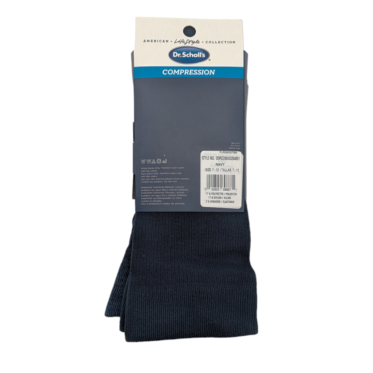 Dr. Scholl's Men's Over the Calf Compression Socks, 2 Pair Navy Blue