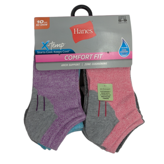 Hanes Women's Comfort Fit No Show Socks 10-Pack Size 5-9