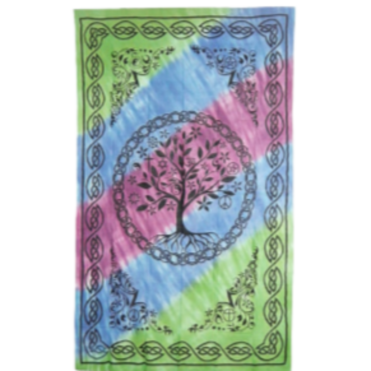 Bedspread Tapestry Tree of Life on tie dye 72x108 inches