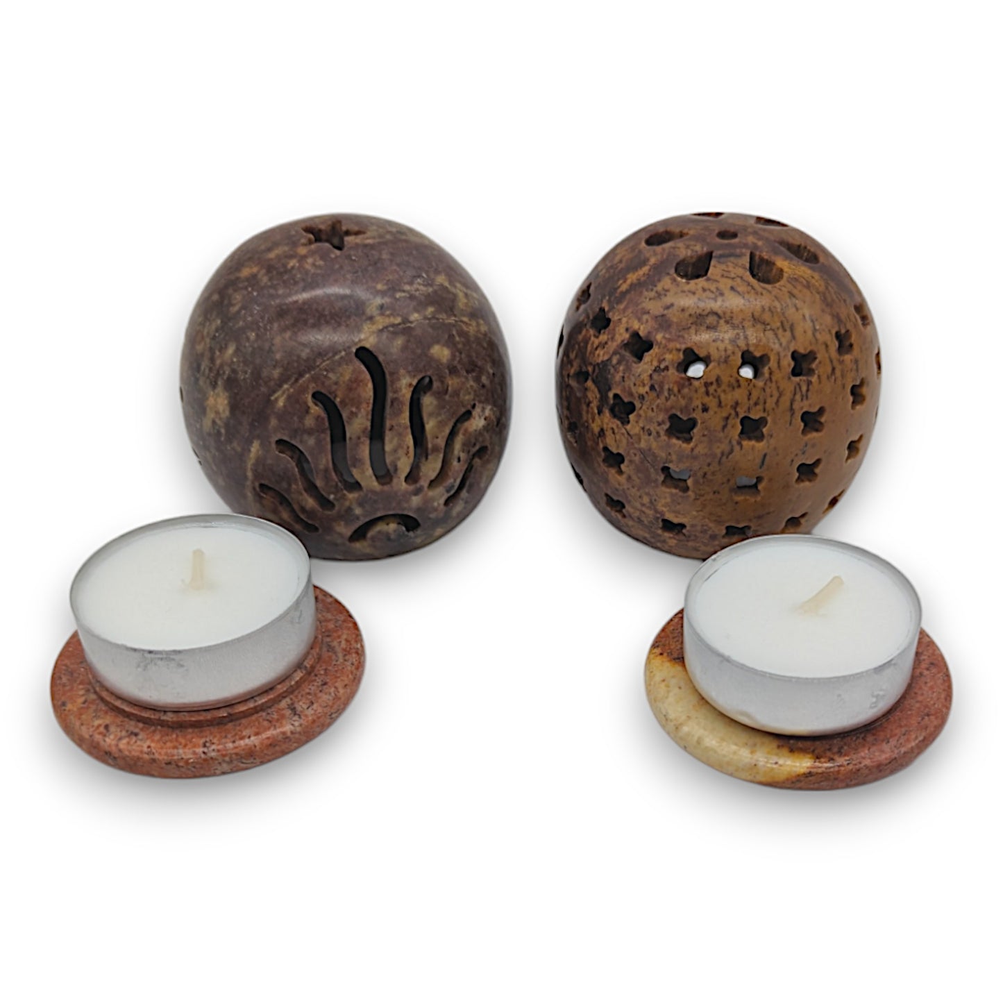 Soapstone Cone Burner Tea Light Candle Holder 2-Piece Set